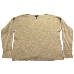 Eileen Fisher Women's Sz S Beige Sweater 100% Wool Long Sleeve Comfy Cottagecore